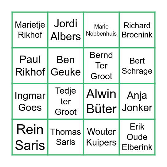 Bekende Langeveners Bingo Card