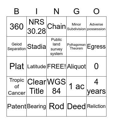 Survey Bingo Card