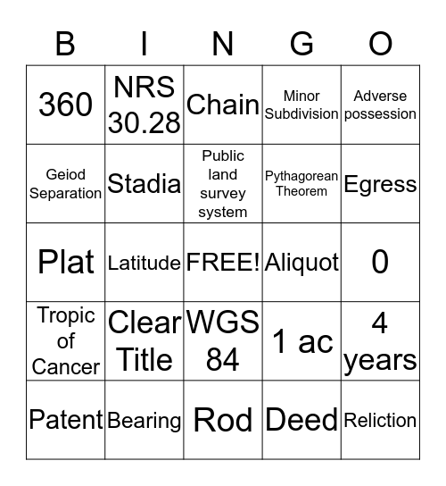 Survey Bingo Card