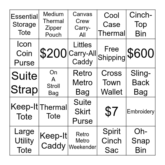 Thirty One Bingo Card