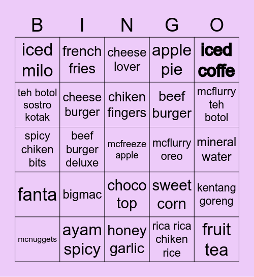 Nathan Bingo Card