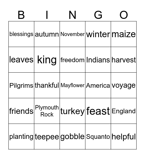 Thanksgiving Bingo Card