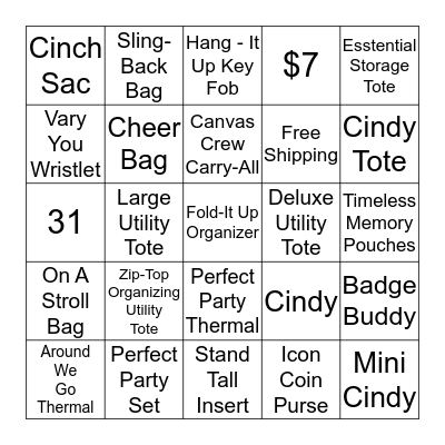 Thirty One Bingo Card