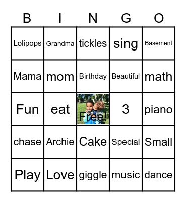 Archie's Birthday Bingo 2020 Bingo Card