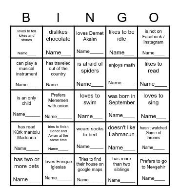 Find Someone Who... Bingo Card