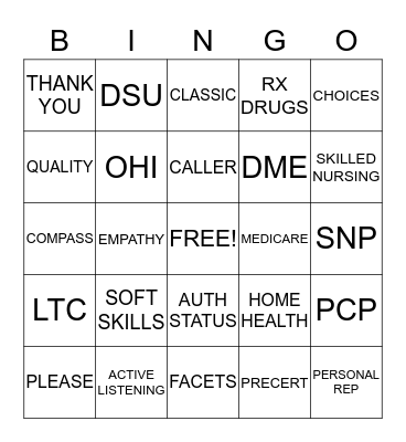 DSU Bingo Card