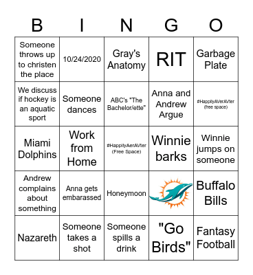AnnaDrew's Bachelor/ette Party! Bingo Card
