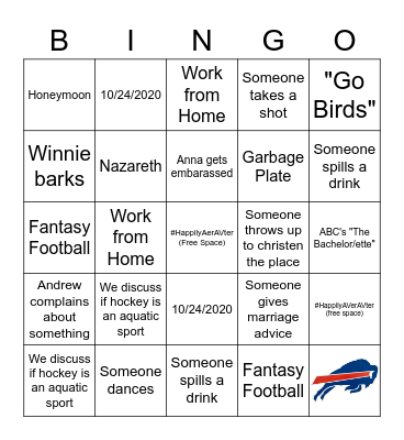 AnnaDrew's Bachelor/ette Party! Bingo Card
