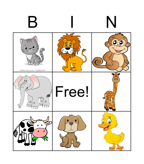 BINGO ANIMALS- EARLY YEARS Bingo Card
