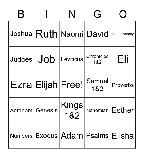 Books of the Bible Bingo Card