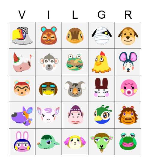 Animal Crossing Bingo- DOM HUNT Bingo Card