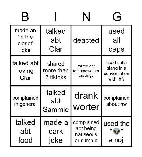 carcar bingo✨ Bingo Card