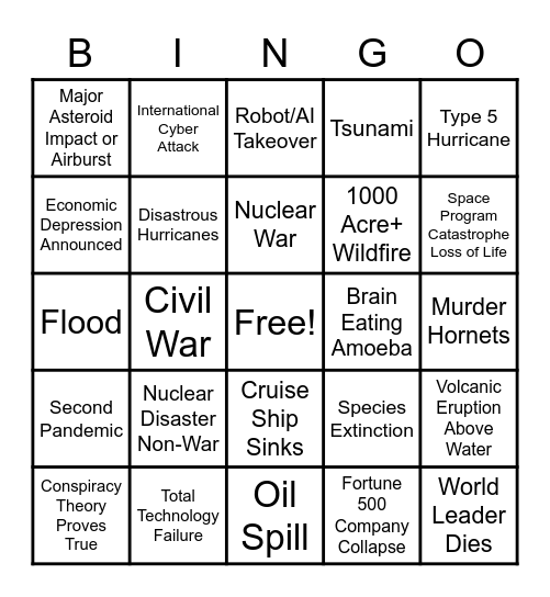 2020 Apocalypse Bingo Card