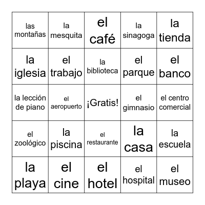 ¿A dónde vas? Bingo Card