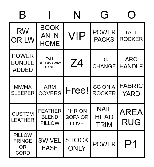 LA-Z-BOY BINGO Card