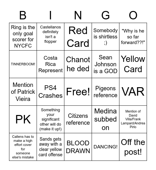 The Lee Family Watches Some Pigeons Bingo Card