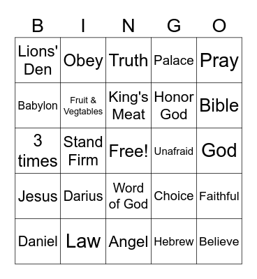 Daniel Bingo Card