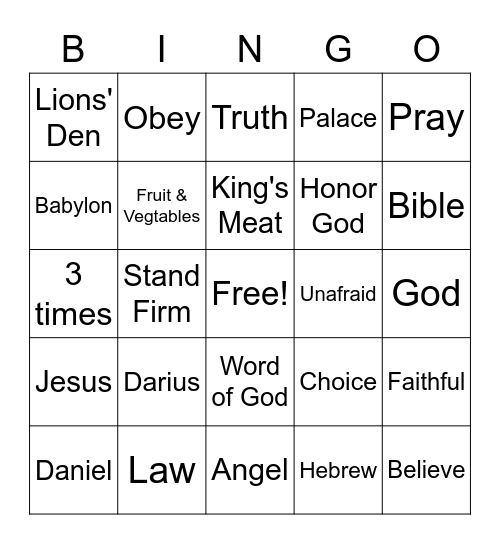 Daniel Bingo Card