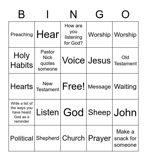 September 27 Sermon Bingo Card