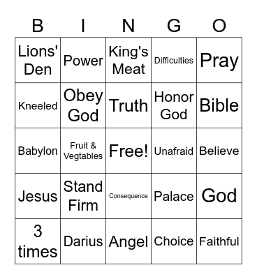 Daniel Bingo Card