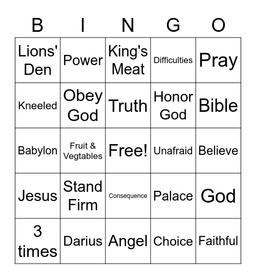 Daniel Bingo Card