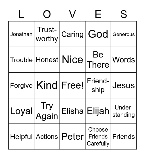 FRIENDSHIP Bingo Card