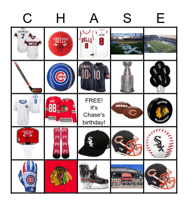 Chase's Birthday Bingo Board Bingo Card