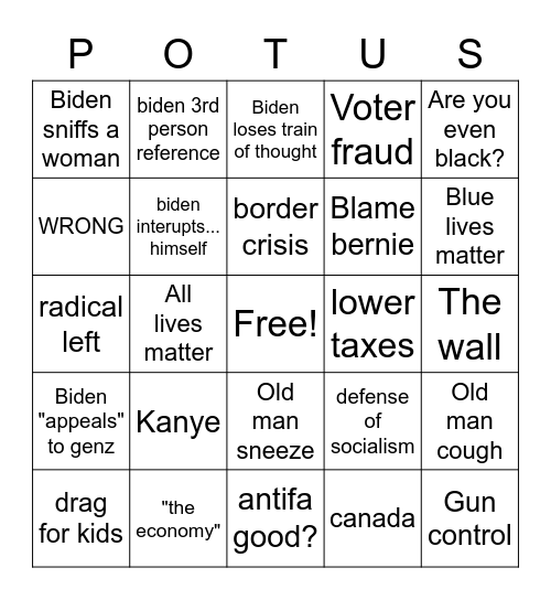Presidential Debate! Bingo Card