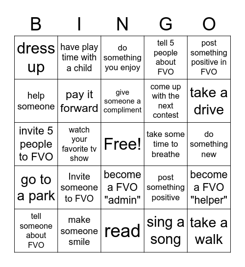 Fantastic Vibes Only! Bingo Card