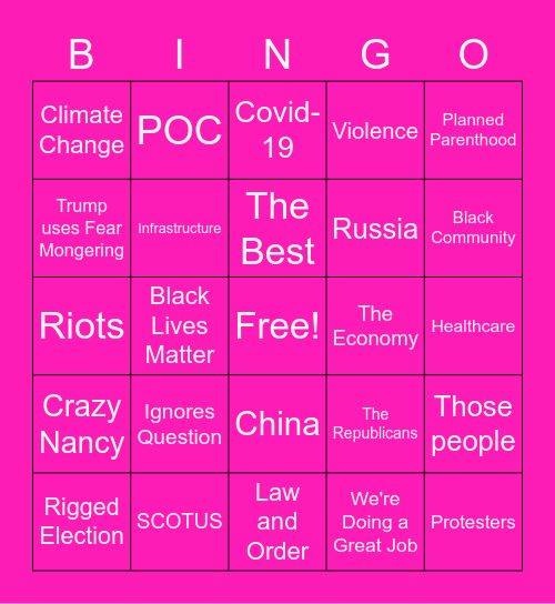 Planned Parenthood Votes Presents: Well, That Escalated Quickly Bingo Card