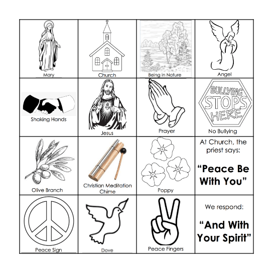 Peace Symbol Bingo Card