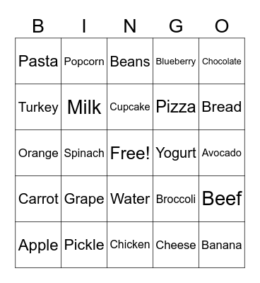 FOOD GROUP BINGO! Bingo Card