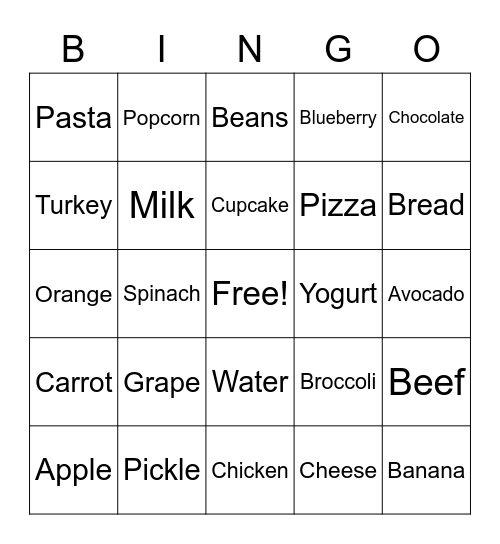 FOOD GROUP BINGO! Bingo Card