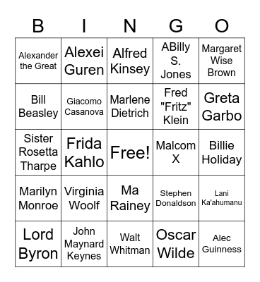 Historical Figures and Activists Bingo Card