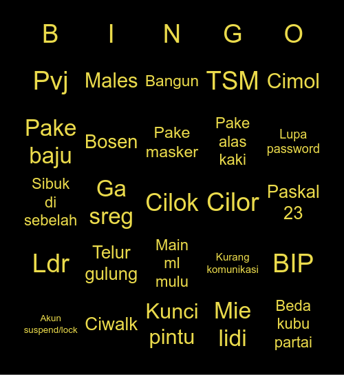 AMYYYY Bingo Card