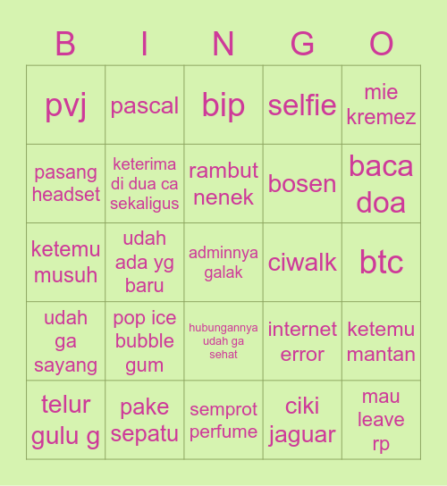 gigi’s Bingo Card