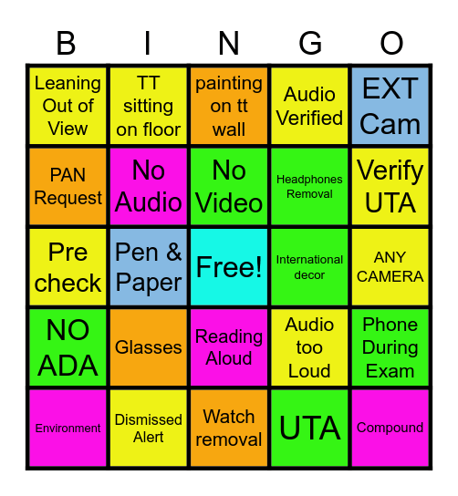 Night Crew Bingo Card