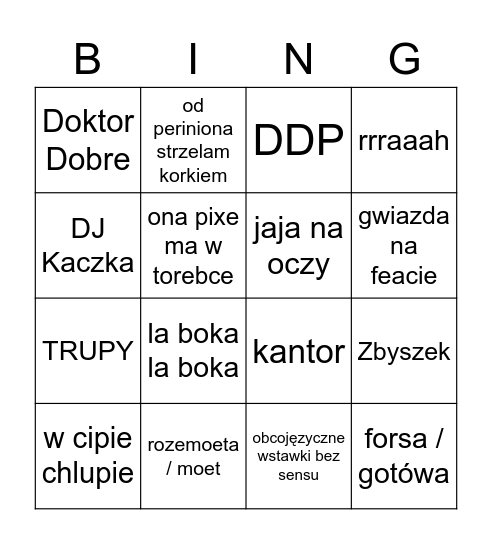 DDP Bingo Card