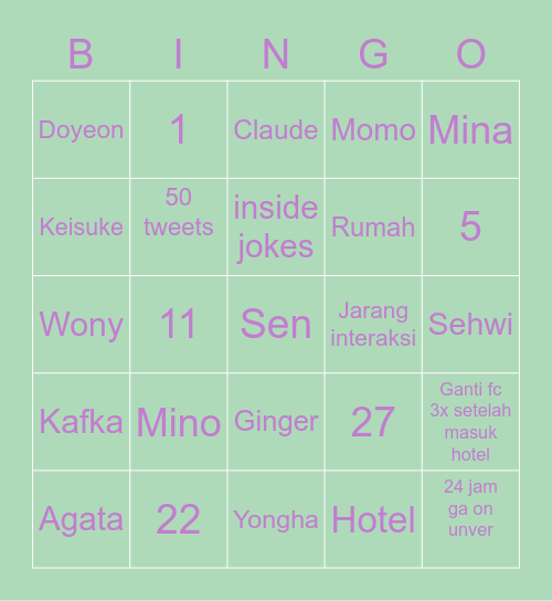 2M1E Bingo Card