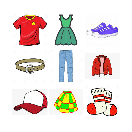 Clothes-Kläder Bingo Card
