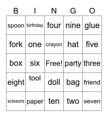 K2 Bingo Card
