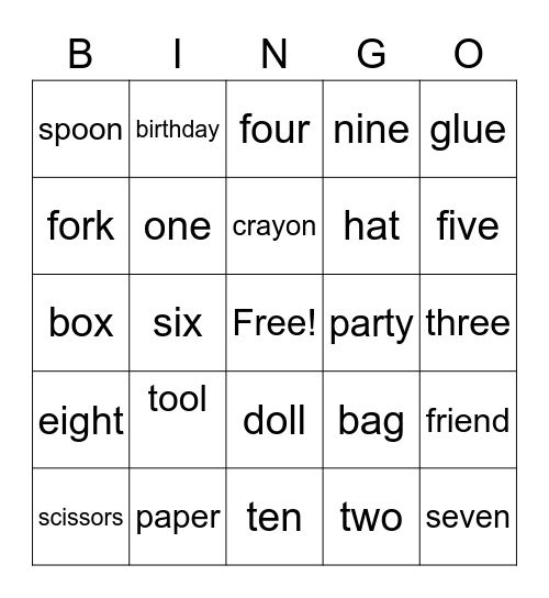 K2 Bingo Card