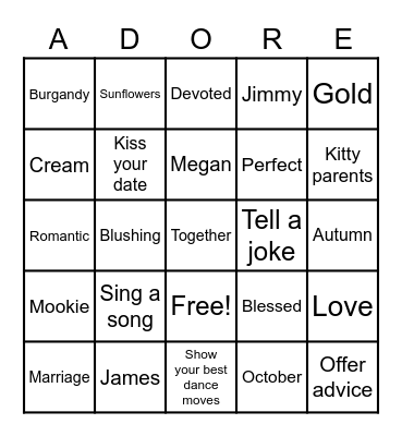October 9th 2020 Bingo Card