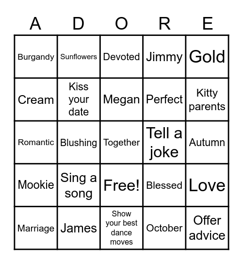 October 9th 2020 Bingo Card