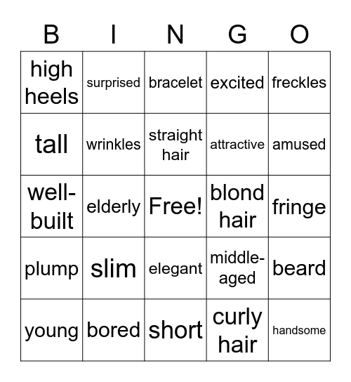 Famous people Bingo Card