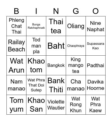 Punya Garini Bingo Card