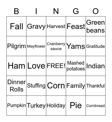 THANKSGIVING Bingo Card