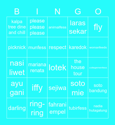 lisa Bingo Card