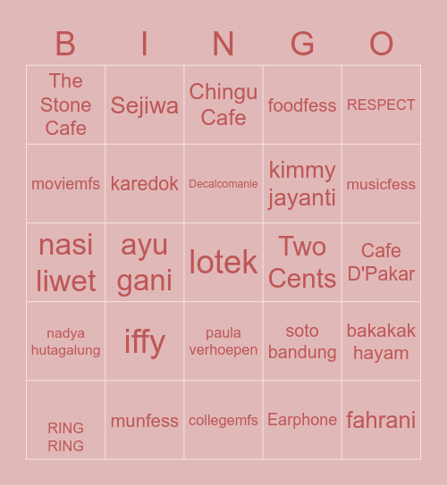 💖Jupal💖 Bingo Card