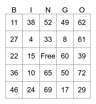 Thanksgiving Bingo Night Bingo Card